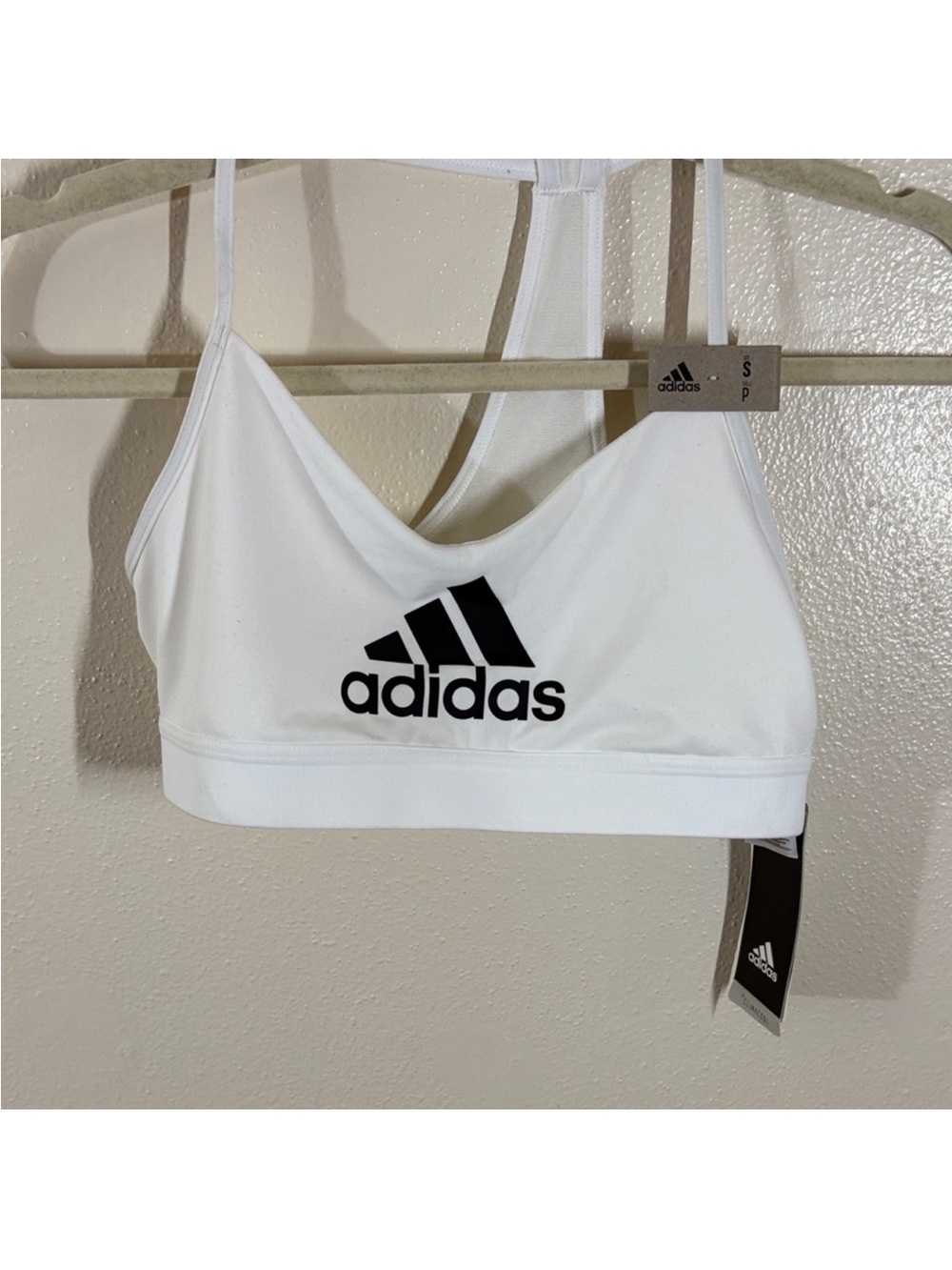 adidas White Sports Bra with Black Logo